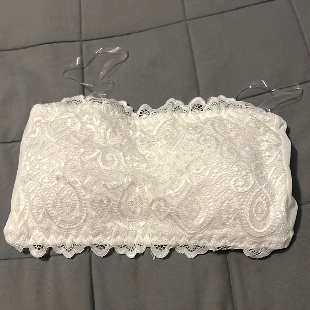 Strapless bra with clear straps that are able to be taken off
